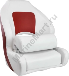 Кресло для катера (яхты) с болстером Premium Captain's Bucket, обивка винил, цвет белый/красный, Marine Rocket (MR10408) MR10408