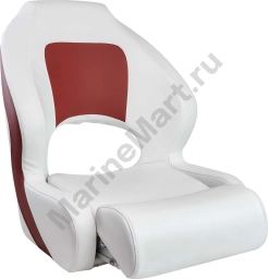 Кресло для катера (яхты) с болстером Premium Captain's Bucket, обивка винил, цвет белый/красный, Marine Rocket (MR10408) MR10408