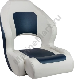 Кресло для катера (яхты) с болстером Delux Sport Flip Up, обивка винил, цвет белый/синий (MR18004) MR18004