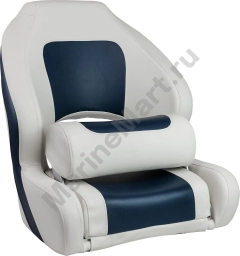 Кресло для катера (яхты) с болстером Delux Sport Flip Up, обивка винил, цвет белый/синий (MR18004) MR18004